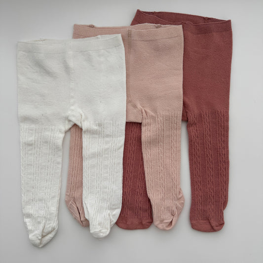 C&A Baby Strumpfhosen 4er-Set – Rosa/Weiss – Grösse 68–74