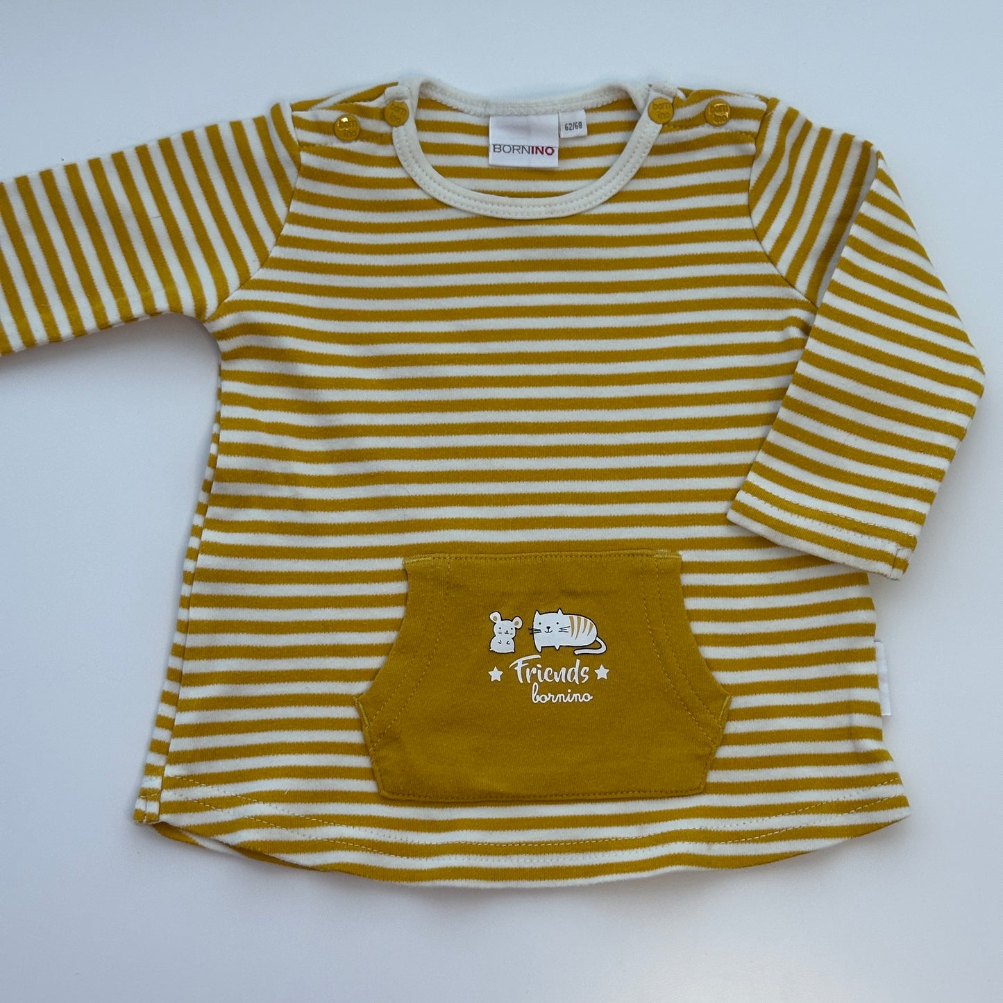 Langarmshirt Bornino gestreift | Gelb-Weiss | Gr. 62/68
