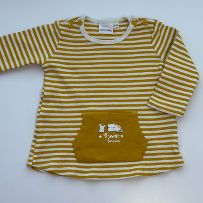 Langarmshirt Bornino gestreift | Gelb-Weiss | Gr. 62/68