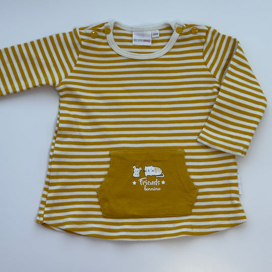 Langarmshirt Bornino gestreift | Gelb-Weiss | Gr. 62/68