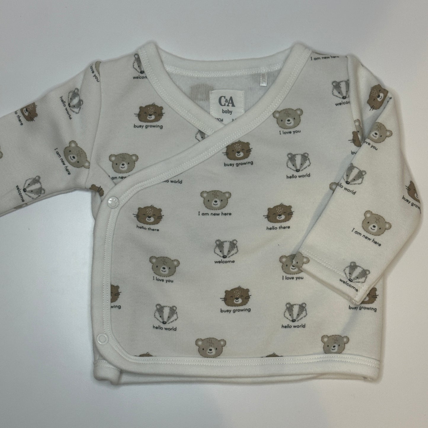 Baby Wickelshirt mit Tiermotiv Gr. 62