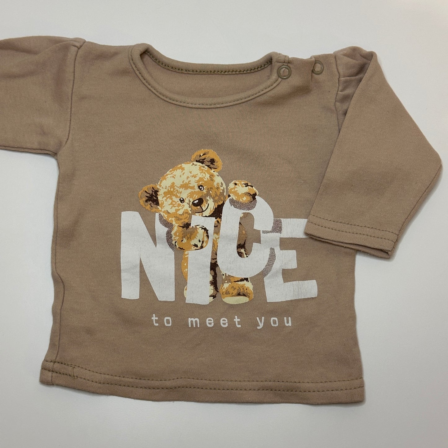 Dünner Pullover „Nice to meet you“ mit Teddy Gr. 56