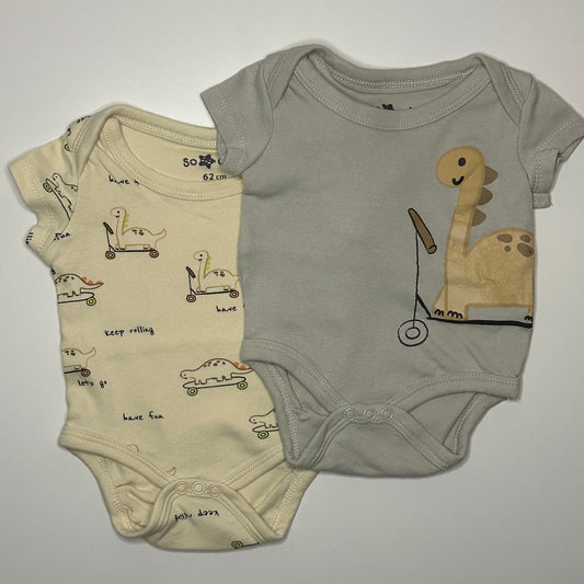 2er Set Kurzarmbodys mit Dino-Motiv Gr. 62