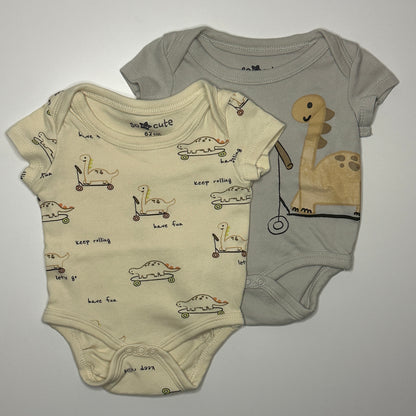 2er Set Kurzarmbodys mit Dino-Motiv Gr. 62