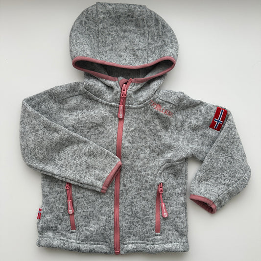 Trollkids Fleecejacke mit Kapuze – Grau/Rosa | Gr. 92