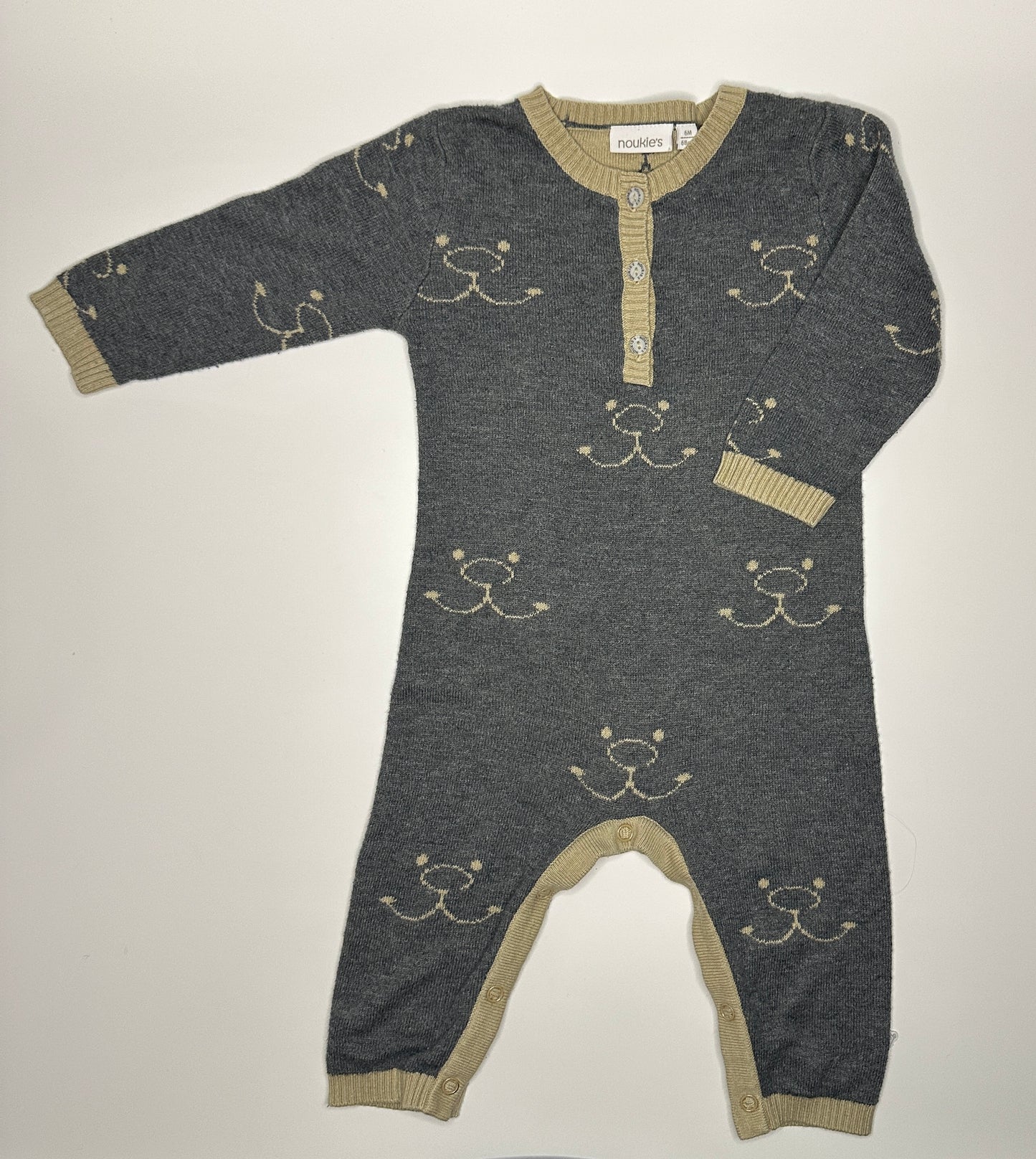 Strickoverall mit Bärenmuster Gr. 68