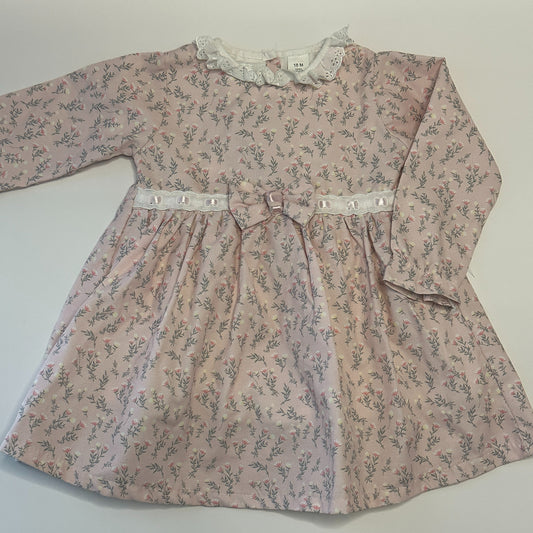 Mädchenkleid Rosa mit Blumenmuster Gr. 86