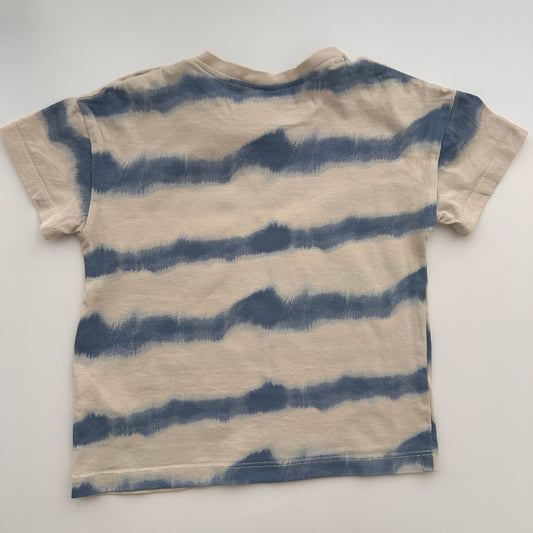 H&M T-Shirt mit Streifenmuster Beige & Blau – Gr. 92