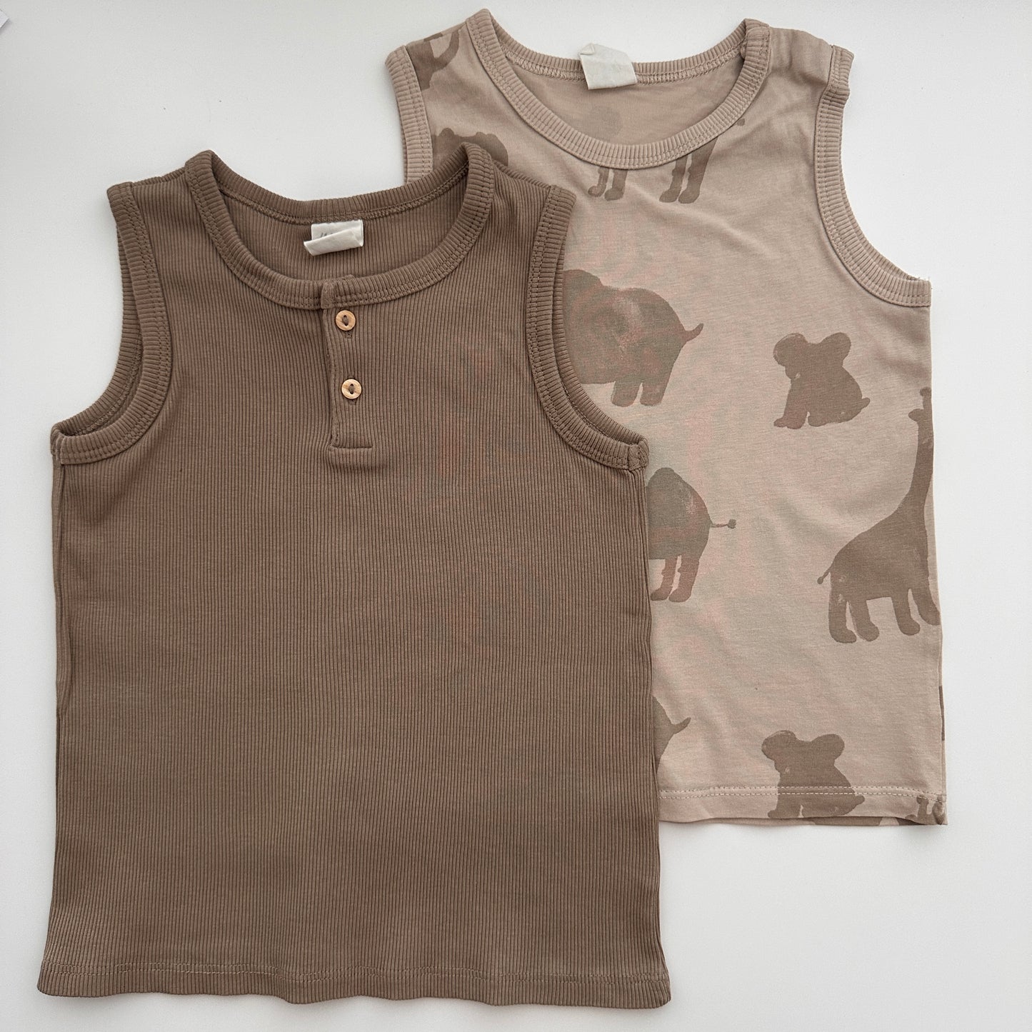 H&M Tanktops 2er-Set mit Tiermotiv & Rippstruktur – Gr. 92