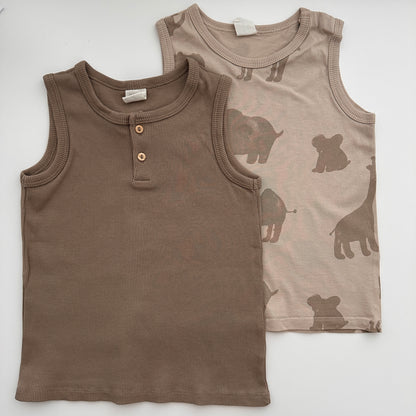 H&M Tanktops 2er-Set mit Tiermotiv & Rippstruktur – Gr. 92