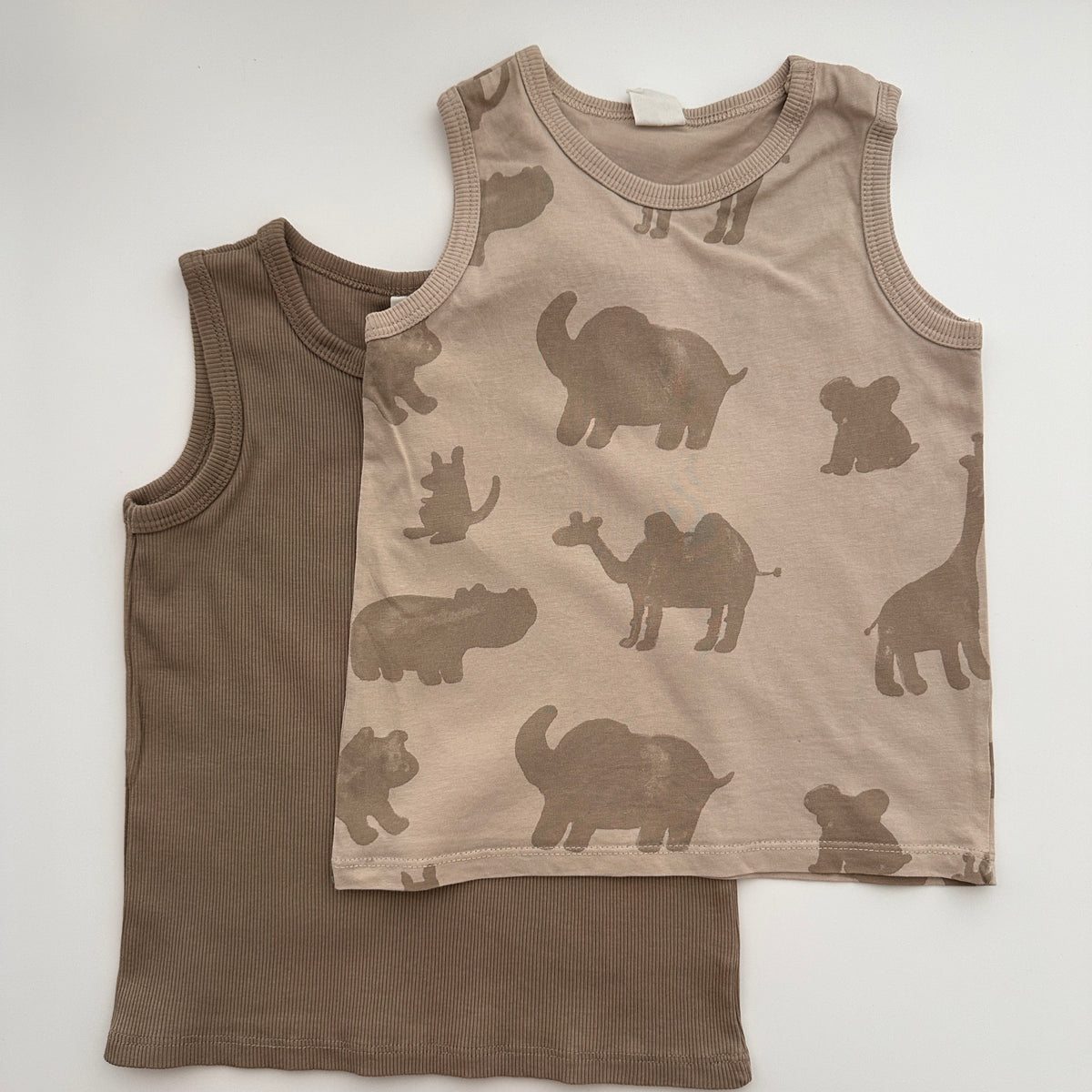 H&M Tanktops 2er-Set mit Tiermotiv & Rippstruktur – Gr. 92