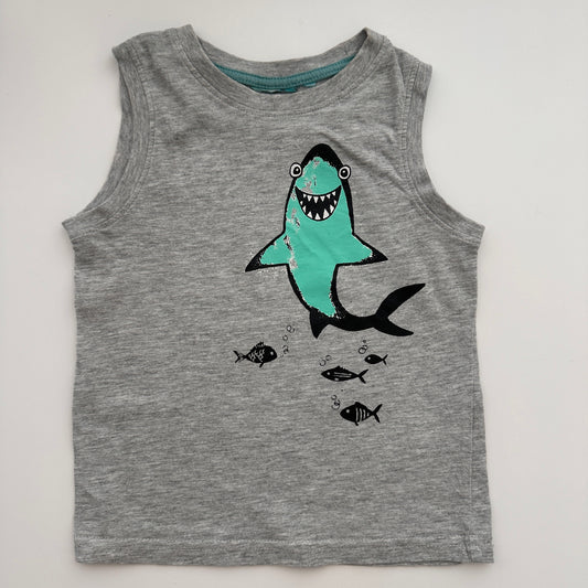 Tanktop mit Hai-Motiv in Grau – Gr. 98