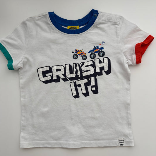 Original Marines Jungen T-Shirt mit Monstertruck-Print Weiss – Gr. 3 Jahre