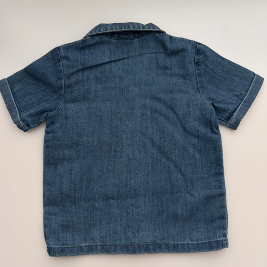 H&M Jungen Kurzarmhemd in Denim-Optik Blau – Gr. 98