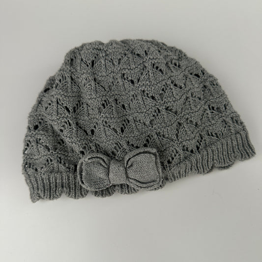 Baby Mütze Grau mit Schleife Gr. 74/80