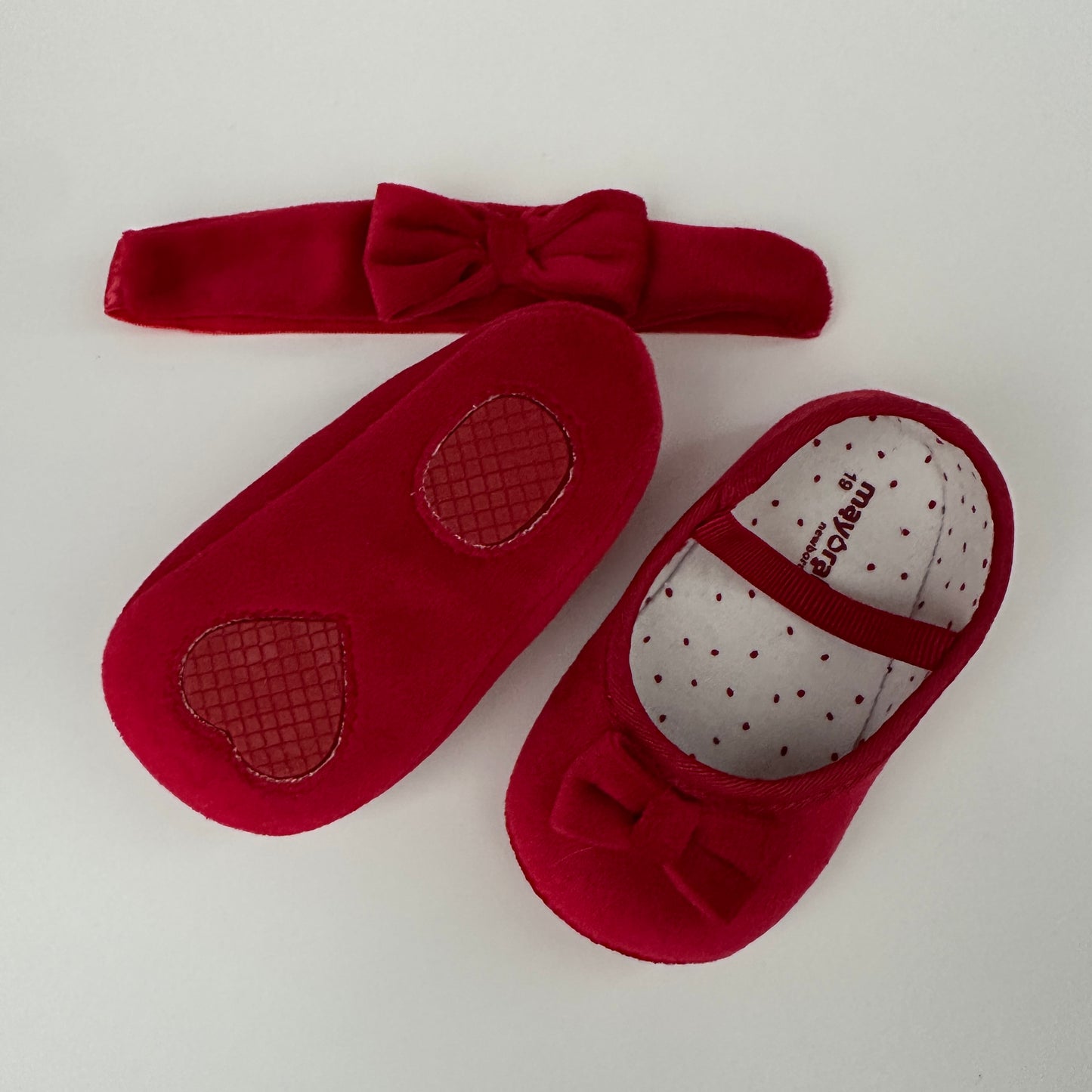 Baby Schuhe & Stirnband Set Rot Gr. 19