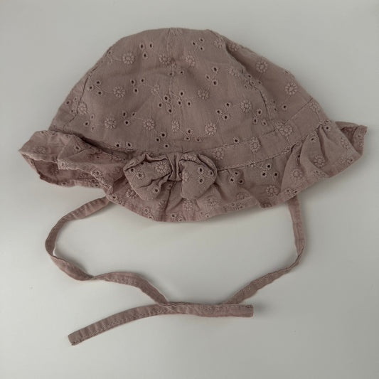 Baby Sommerhut Altrosa mit Schleife Gr. 44/45 (6-9 Mt)