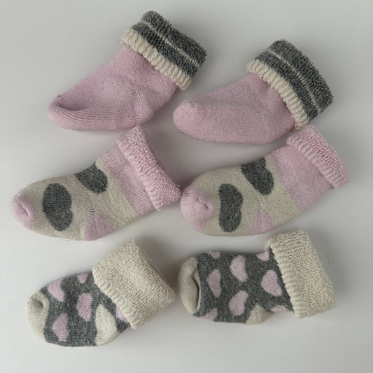 Baby Socken Set Rosa Grau Newborn (3er Set)