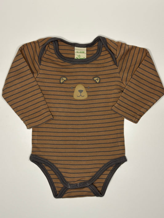 Langarmbody gestreift mit Bärenmotiv Gr. 62/68