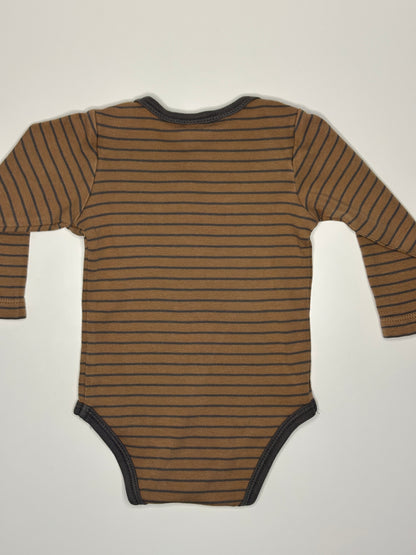 Langarmbody gestreift mit Bärenmotiv Gr. 62/68