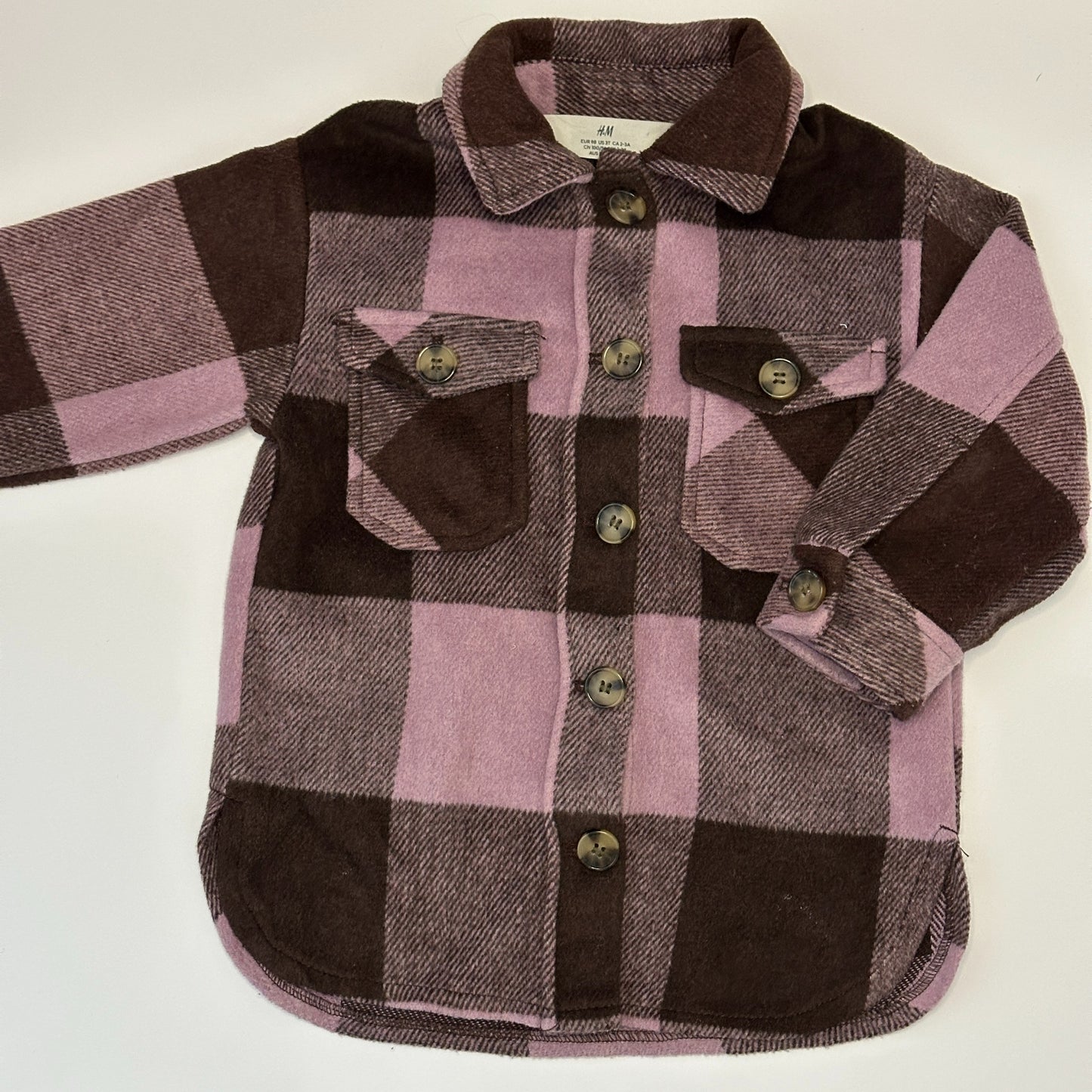 H&M kariertes Overshirt / Hemdjacke – Lila/Braun – Grösse 98