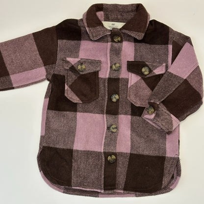H&M kariertes Overshirt / Hemdjacke – Lila/Braun – Grösse 98