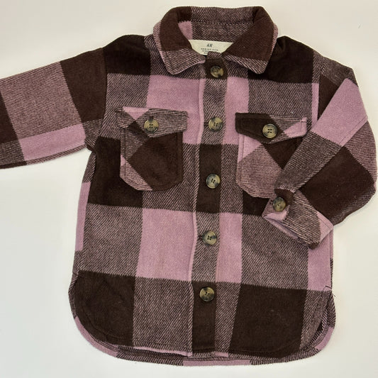 H&M kariertes Overshirt / Hemdjacke – Lila/Braun – Grösse 98