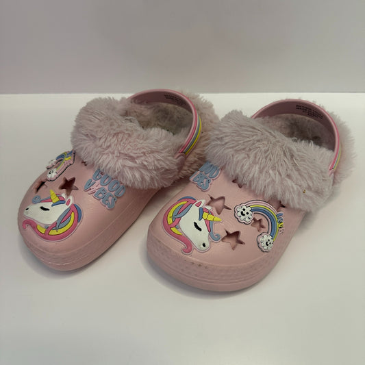 Gefütterte Kinder Clogs mit Einhorn & Regenbogen – Gr. 25/26