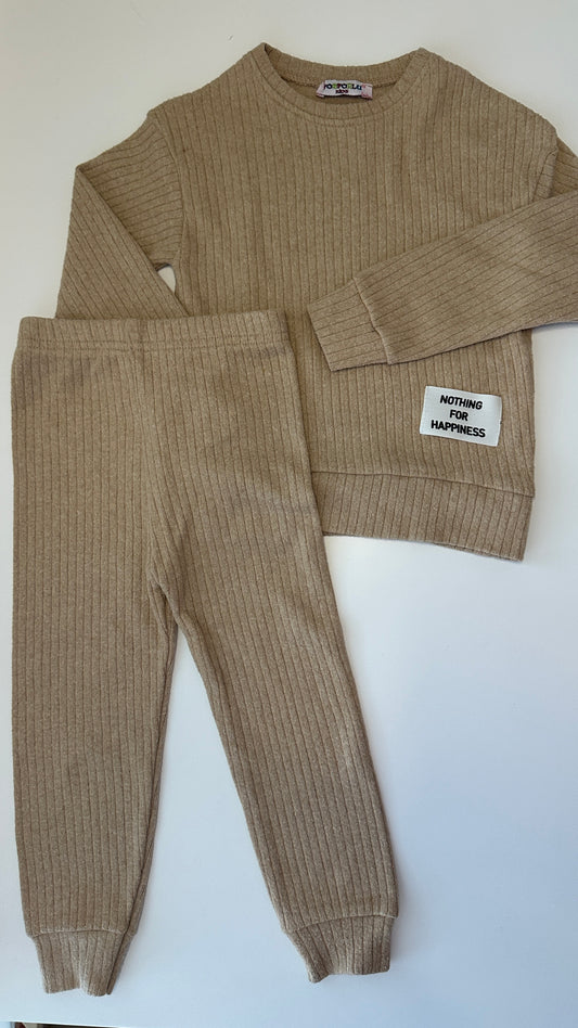 Ripp Zweiteiler Beige Gr. 98 | Baumwolle