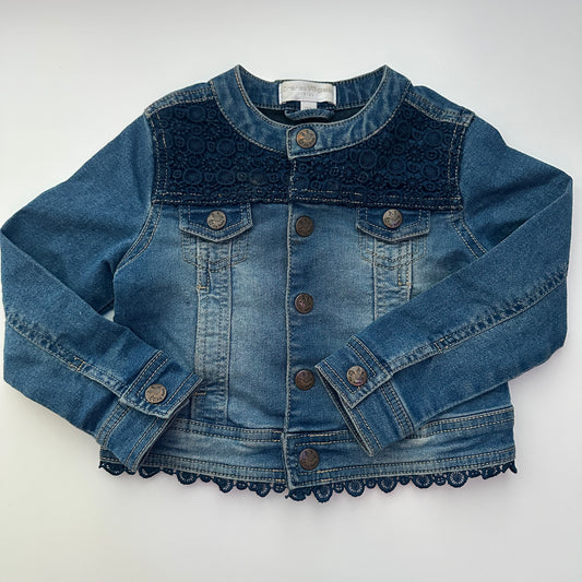 Charles Vögele Kids Jeansjacke mit Spitze – Gr. 92