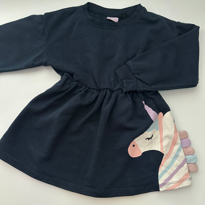 Dunkelblaues Sweatkleid mit Rockteil – lupilu – Grösse 98/104