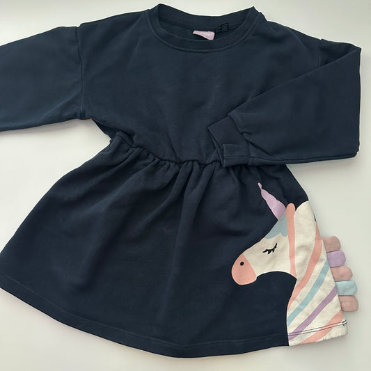 Dunkelblaues Sweatkleid mit Rockteil – lupilu – Grösse 98/104