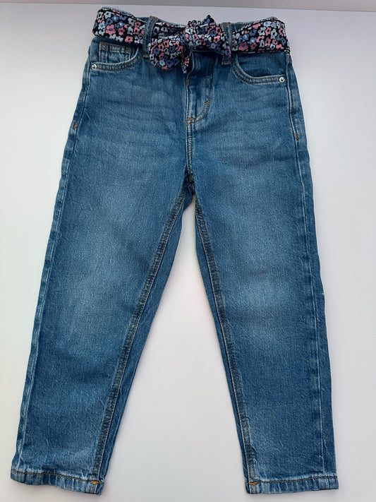 H&M Jeans mit Blumen-Gürtel – Grösse 98