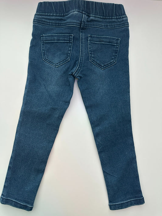 Kinder Jeans mit elastischem Bund & Happy-Blumenmotiv – Grösse 104