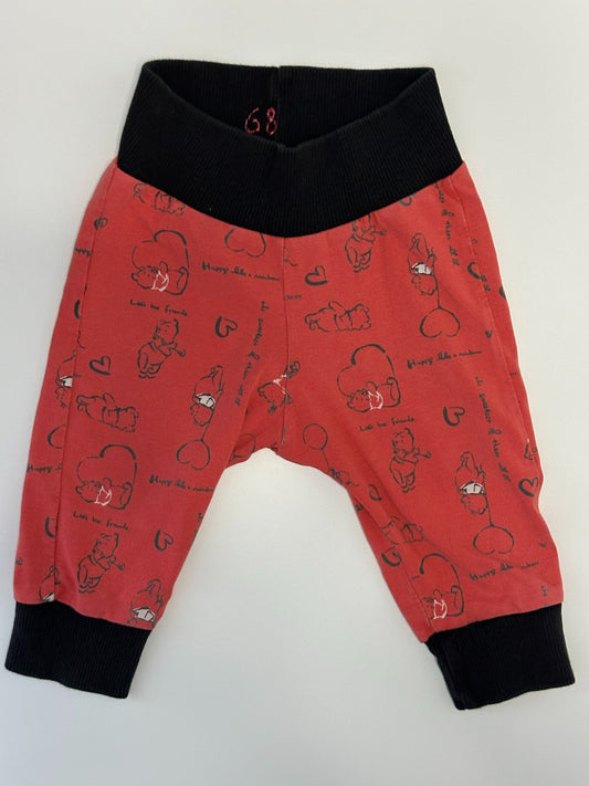Baby Jogginghose mit Bärenprint Rot/Schwarz Gr. 68