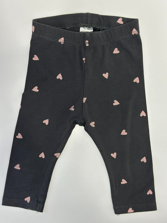 H&M Baby Leggings mit Herzchen – Dunkelgrau | Gr. 68