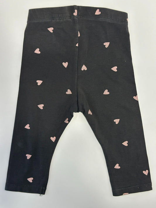 H&M Baby Leggings mit Herzchen – Dunkelgrau | Gr. 68