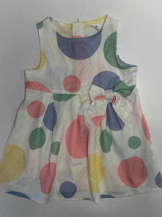 Mädchen Kleid Bunt Gepunktet Gr. 9–12 Monate