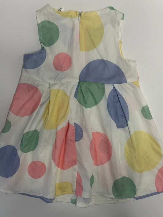 Mädchen Kleid Bunt Gepunktet Gr. 9–12 Monate