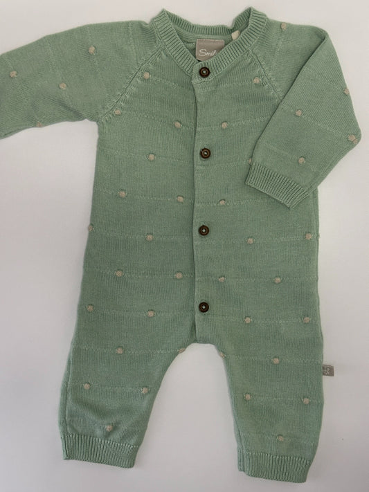 Baby Strickoverall Mint mit Punkten Gr. 56 | Smile