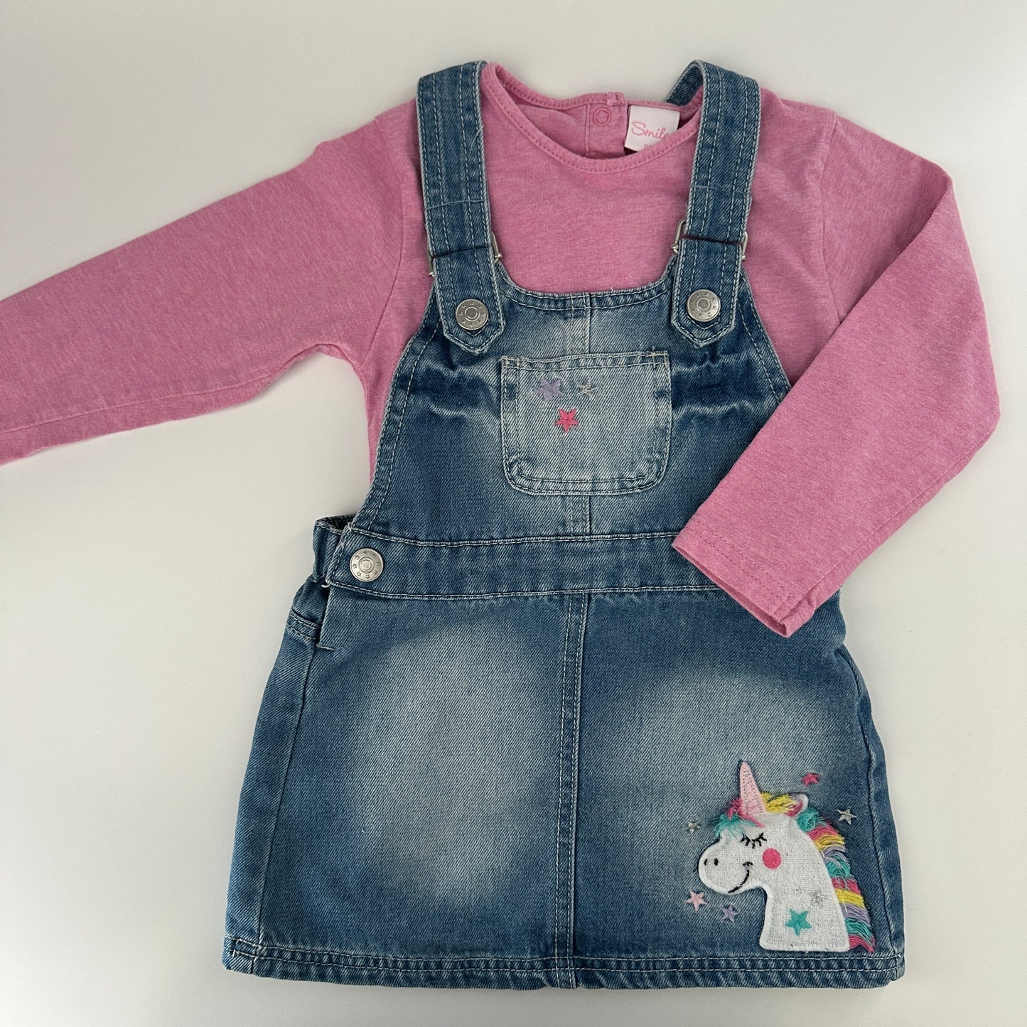Baby Set Jeanskleid & Langarmshirt Einhorn Gr. 92