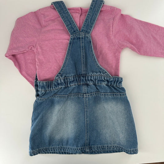 Baby Set Jeanskleid & Langarmshirt Einhorn Gr. 92