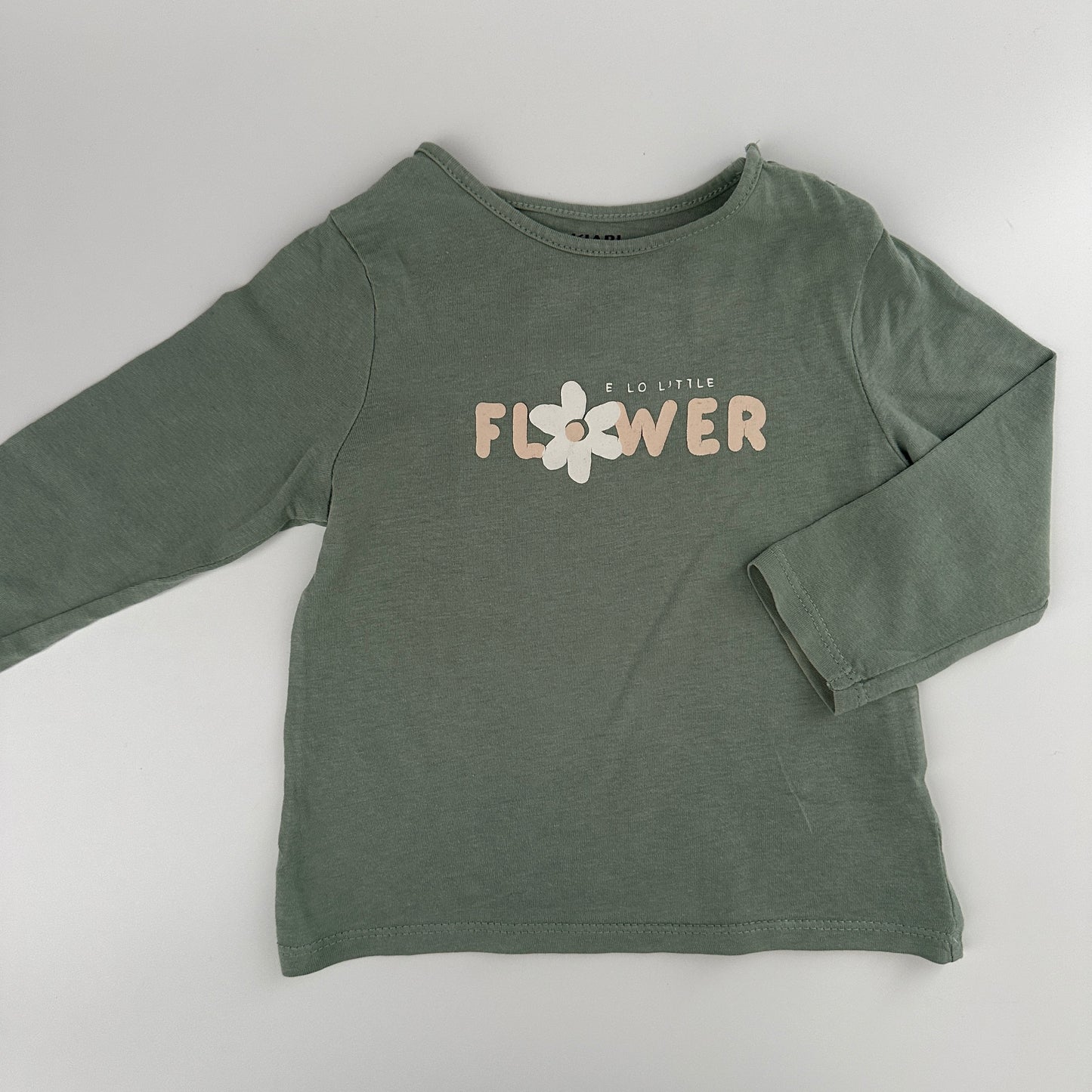 Kiabi Baby Langarmshirt Grün „Flower“ Gr. 86