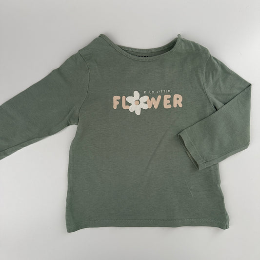 Kiabi Baby Langarmshirt Grün „Flower“ Gr. 86