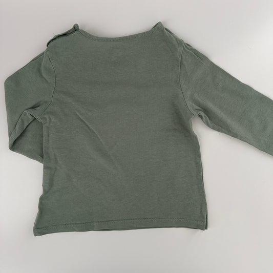 Kiabi Baby Langarmshirt Grün „Flower“ Gr. 86