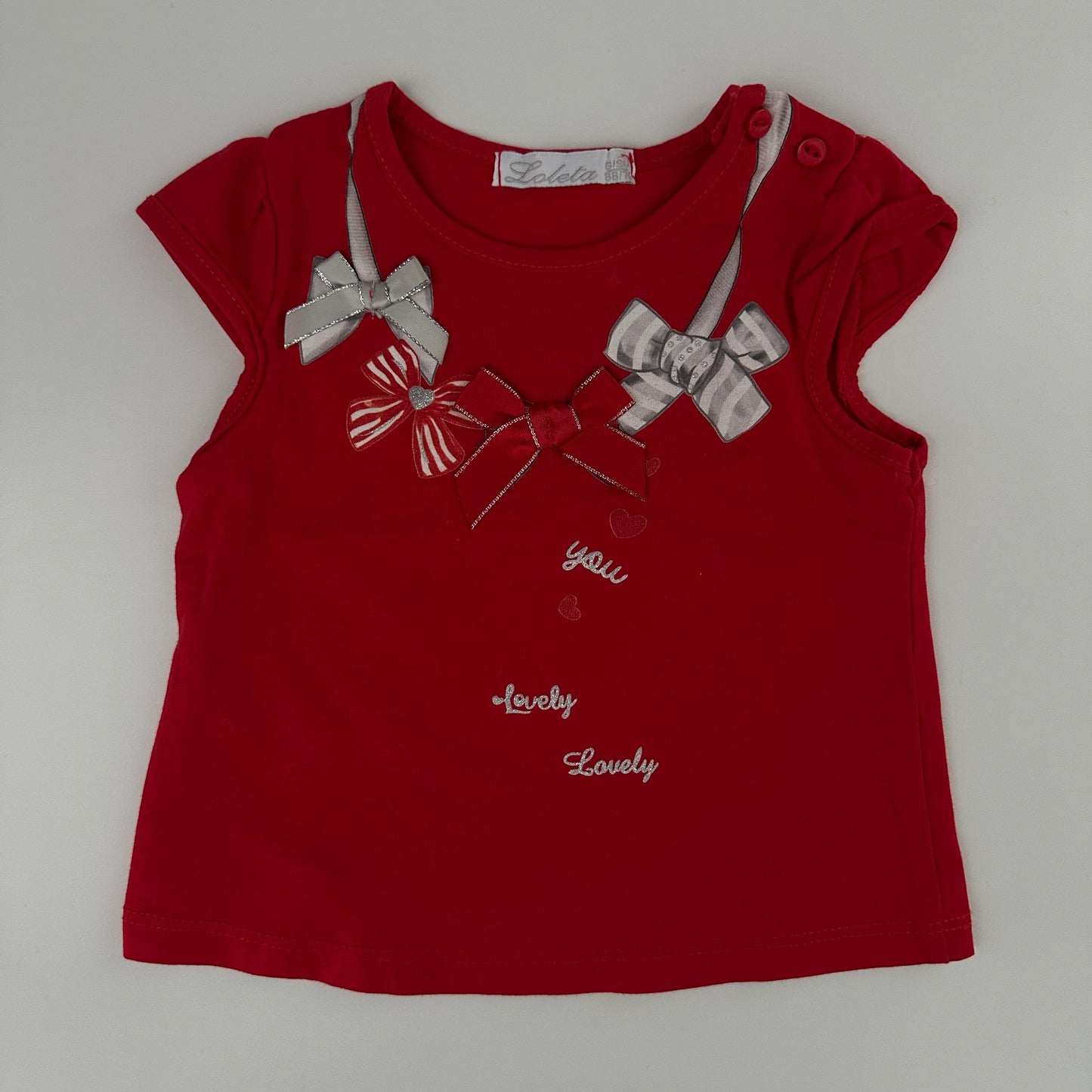 Baby T-Shirt Rot mit Schleifen Gr. 68/74