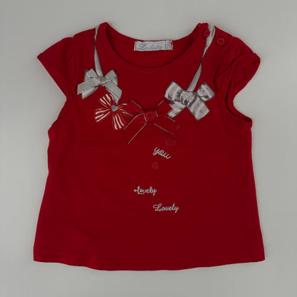 Baby T-Shirt Rot mit Schleifen Gr. 68/74