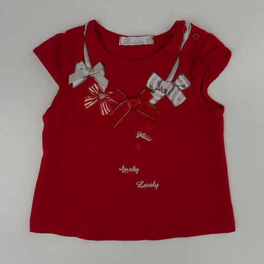 Baby T-Shirt Rot mit Schleifen Gr. 68/74
