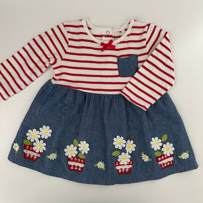 Baby Kleid gestreift rot/weiss mit Jeansrock Gr. 68