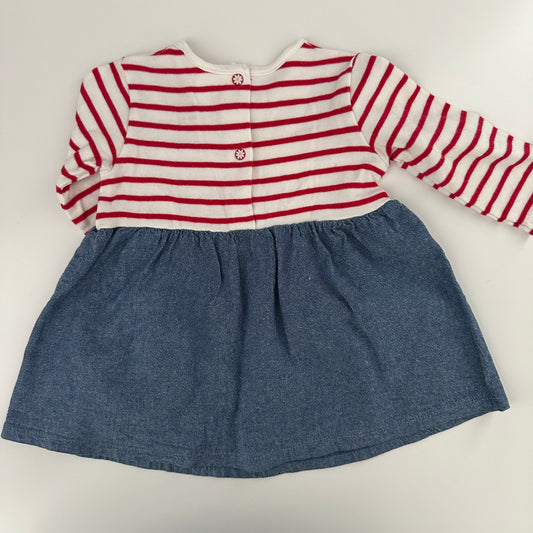 Baby Kleid gestreift rot/weiss mit Jeansrock Gr. 68